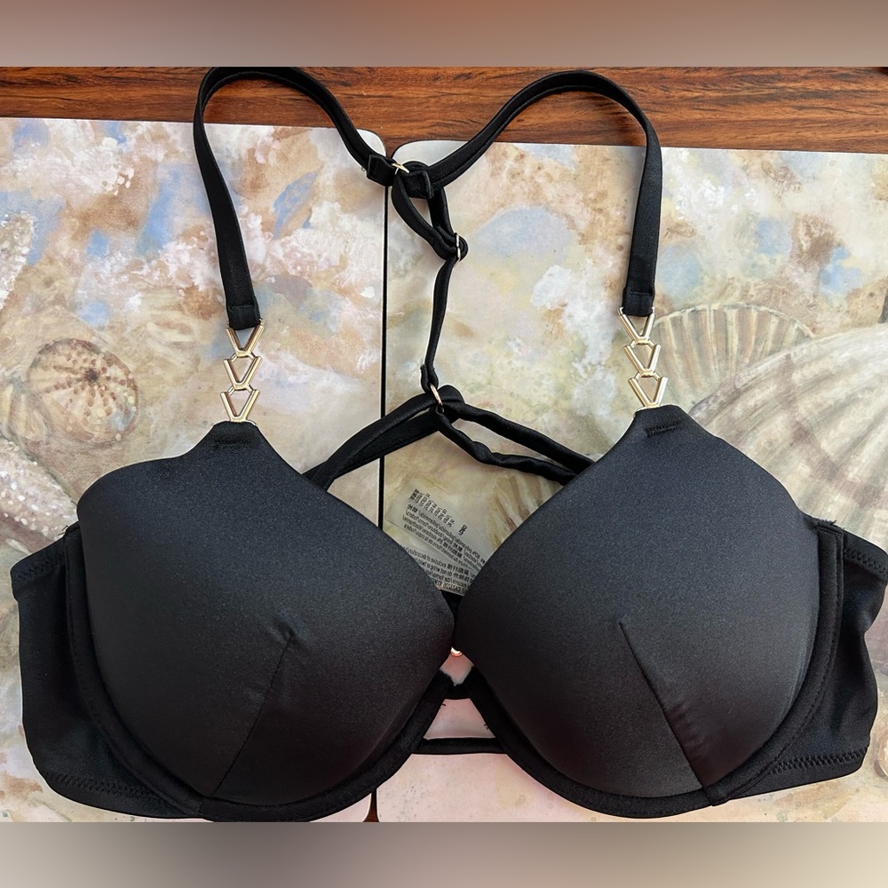 Victoria Secret black push up bikini top 36D bottoms M